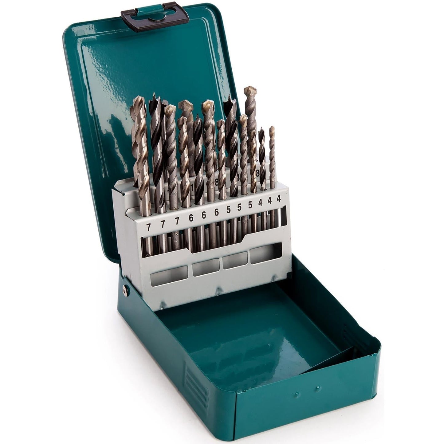 Makita 18-Piece Drill Bit Set in Metal Case (D-47173) – Compatible with HSS, Wood, and Masonry